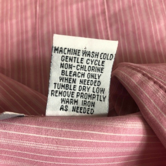 Dress Barn Women's Size L Pink Striped Long Sleeve Button Front V Neck Top - Picture 7 of 7